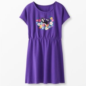 Hanna Andersson Dress Purple Cat Colorful Floral Girls Soft Cotton Animal Jersey